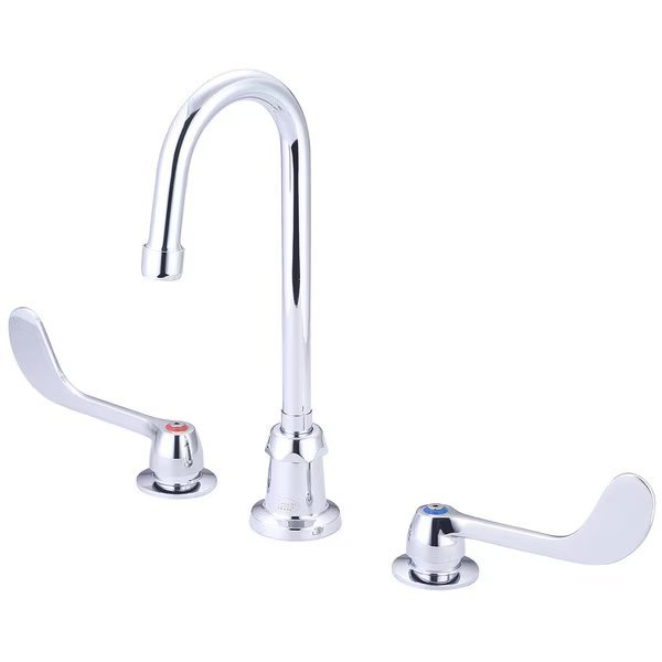 Two Handle Concealed Ledge Kitchen Faucet, NPSM, Widespread, Chrome, Spout Reach: 4.13